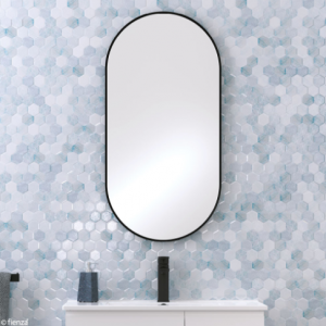 Empire Matte Black Framed Mirror, 450 x 900mm